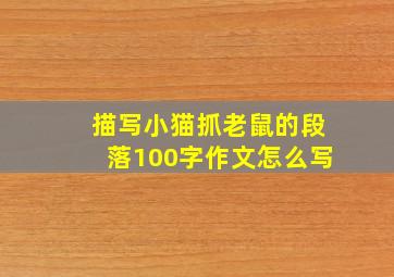 描写小猫抓老鼠的段落100字作文怎么写