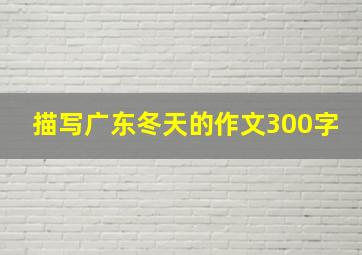 描写广东冬天的作文300字