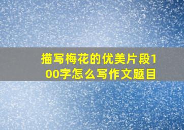 描写梅花的优美片段100字怎么写作文题目