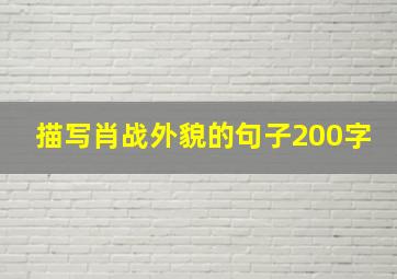 描写肖战外貌的句子200字