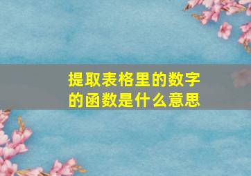 提取表格里的数字的函数是什么意思