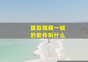 提取视频一帧的软件叫什么