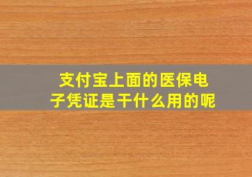 支付宝上面的医保电子凭证是干什么用的呢