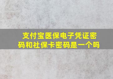 支付宝医保电子凭证密码和社保卡密码是一个吗