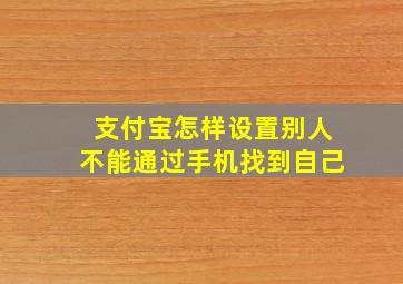 支付宝怎样设置别人不能通过手机找到自己