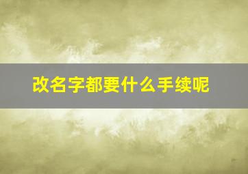 改名字都要什么手续呢