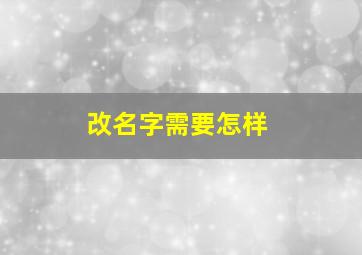 改名字需要怎样