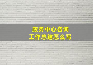 政务中心咨询工作总结怎么写