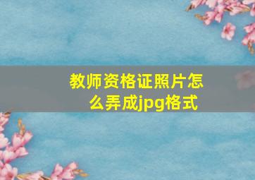 教师资格证照片怎么弄成jpg格式