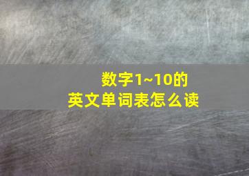 数字1~10的英文单词表怎么读