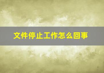 文件停止工作怎么回事