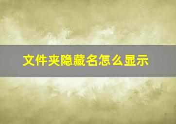 文件夹隐藏名怎么显示