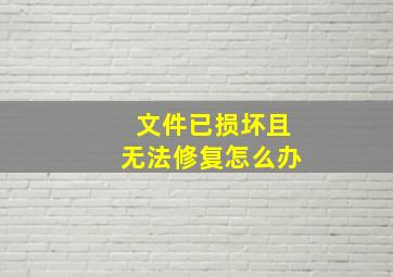 文件已损坏且无法修复怎么办