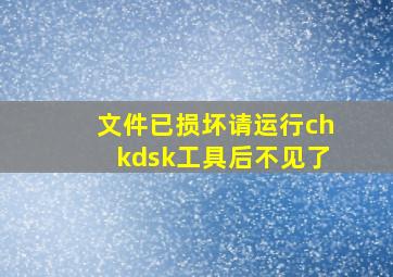 文件已损坏请运行chkdsk工具后不见了