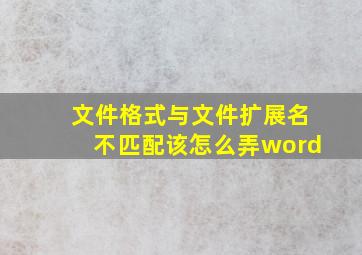 文件格式与文件扩展名不匹配该怎么弄word