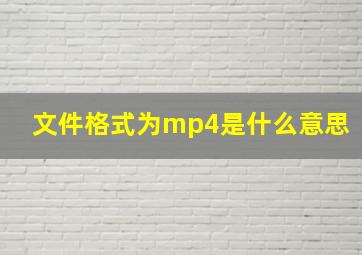 文件格式为mp4是什么意思