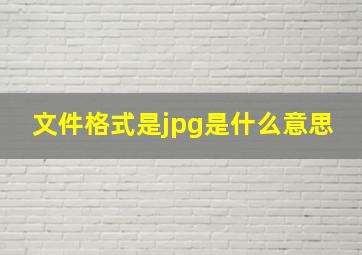 文件格式是jpg是什么意思