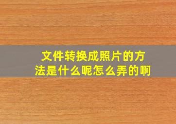 文件转换成照片的方法是什么呢怎么弄的啊