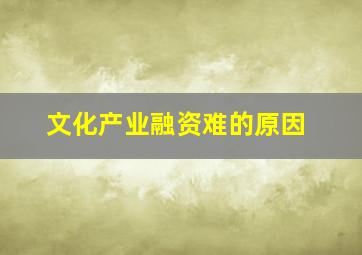 文化产业融资难的原因