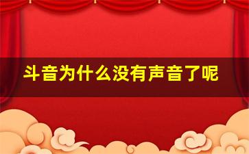 斗音为什么没有声音了呢