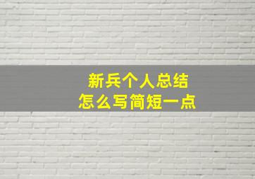 新兵个人总结怎么写简短一点