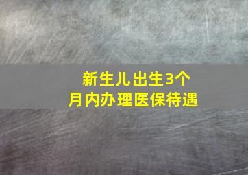 新生儿出生3个月内办理医保待遇