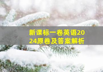 新课标一卷英语2024原卷及答案解析