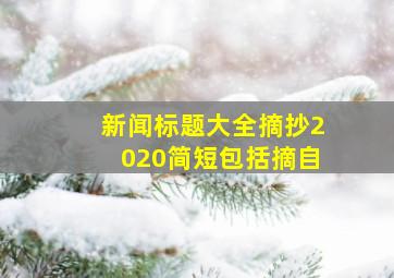 新闻标题大全摘抄2020简短包括摘自