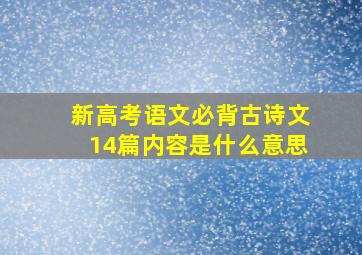 新高考语文必背古诗文14篇内容是什么意思