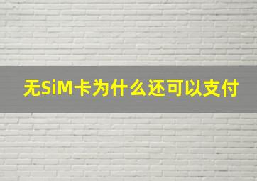 无SiM卡为什么还可以支付