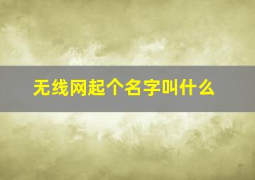 无线网起个名字叫什么