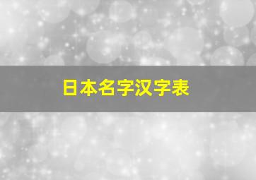 日本名字汉字表