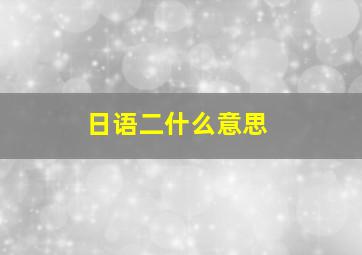 日语二什么意思