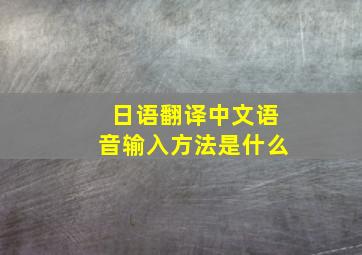 日语翻译中文语音输入方法是什么