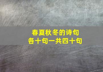 春夏秋冬的诗句各十句一共四十句