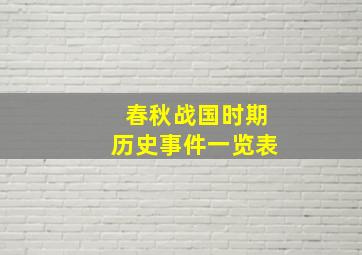 春秋战国时期历史事件一览表