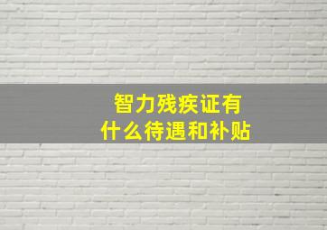 智力残疾证有什么待遇和补贴