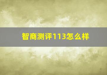 智商测评113怎么样