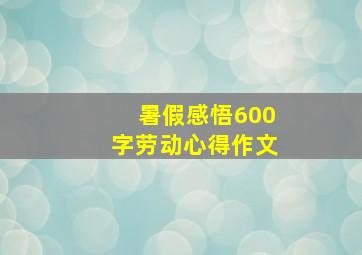 暑假感悟600字劳动心得作文