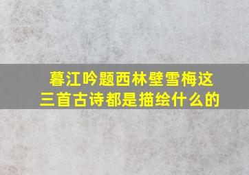 暮江吟题西林壁雪梅这三首古诗都是描绘什么的