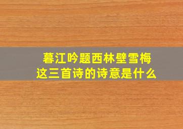 暮江吟题西林壁雪梅这三首诗的诗意是什么