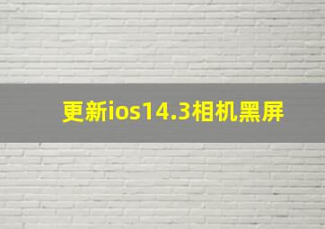 更新ios14.3相机黑屏