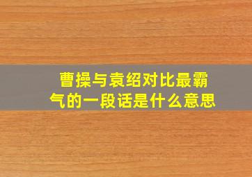 曹操与袁绍对比最霸气的一段话是什么意思