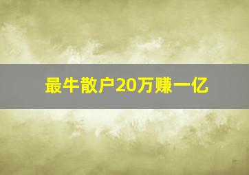 最牛散户20万赚一亿