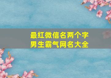 最红微信名两个字男生霸气网名大全