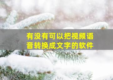 有没有可以把视频语音转换成文字的软件