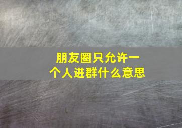 朋友圈只允许一个人进群什么意思