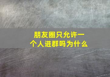 朋友圈只允许一个人进群吗为什么