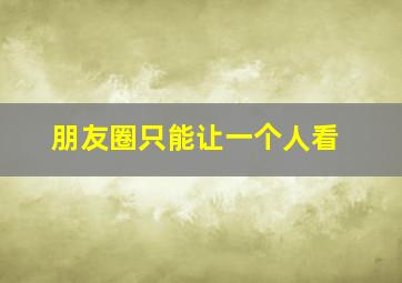 朋友圈只能让一个人看