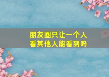 朋友圈只让一个人看其他人能看到吗